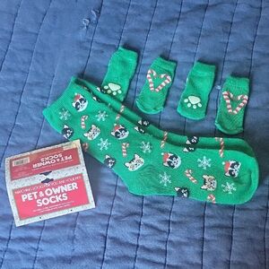 Green Pet and Owner Socks Set